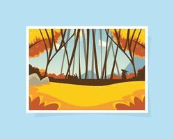 forest autumn rural landscape vector