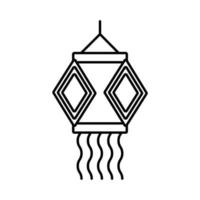 diwali lamp hanging decoration line style icon vector