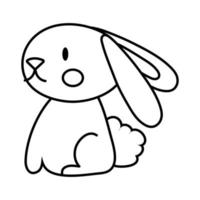mid autumn cute rabbit line style icon vector