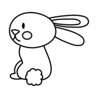 mid autumn cute rabbit line style icon vector