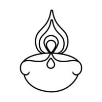 diwali candle line style icon vector