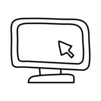 desktop and arrow cursor line style icon vector