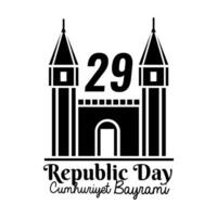 cumhuriyet bayrami celebration day with topkapi palace silhouette style vector