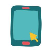 tablet with arrow mouse flat style icon vector