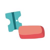 sharpenner and eraser school supply flat style icon vector