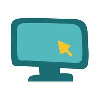 desktop and arrow cursor flat style icon vector