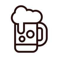 jarra de cerveza, oktoberfest, línea, icono vector