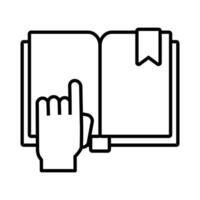 book school open with hand indexing line style icon vector