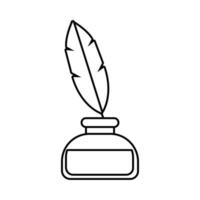 ink bottle with feather line style icon vector