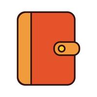 icono de estilo de relleno y línea de diario de libro vector