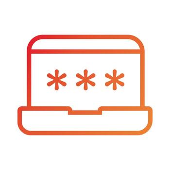 computadora portátil con icono de estilo degradado de contraseña vector