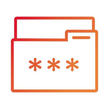 folder document with password gradient style icon vector