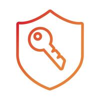 shield secure with key gradient style icon vector