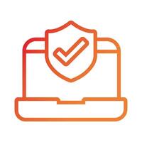 laptop computer with shield gradient style icon vector
