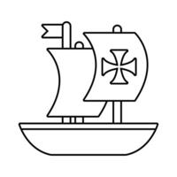 caravel ship columbus day line style vector