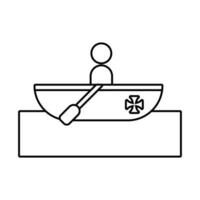 wooden boat columbus day line style vector