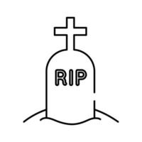 cemetery tomb with rip word line style icon vector