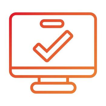 computadora de escritorio con símbolo de verificación icono de estilo degradado vector