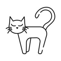 halloween cat black line style icon vector