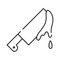 cuchillo de halloween con icono de estilo de línea de sangre vector