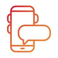 smartphone device with speech bubble gradient style icon vector