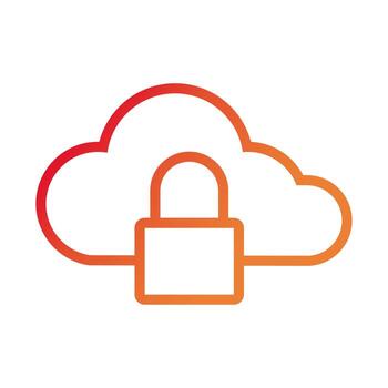 cloud computing with padlock gradient style icon vector