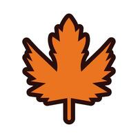 autumn leaf line and fill style vector