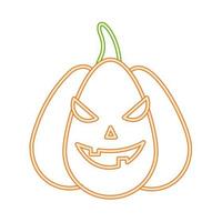 halloween pumpkin face neon style vector