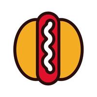hot dog fast food line and fill style vector