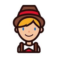 man in traditional oktoberfest costume line and fill style icon vector