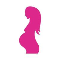 icono de estilo de silueta de figura de embarazo de mujer rosa vector
