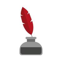 ink bottle with feather flat style icon vector