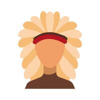 apache with feather hat flat style icon vector