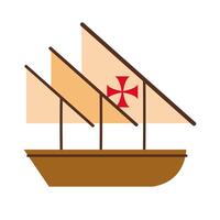 caravel ship columbus day style flat icon vector