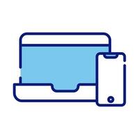 laptop with smartphone devices line and fill style icon vector