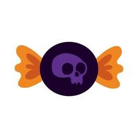 candy sweet halloween with skull flat style icon vector