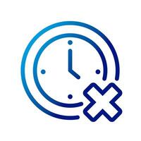 time clock with x gradient style icon vector