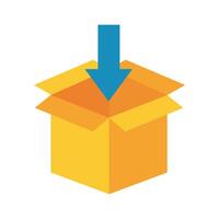 box carton with arrow down delivery service line and fill style icon vector