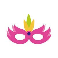 máscara de carnaval con icono de estilo plano de plumas vector