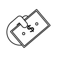 hand with bill money dollar line style icon vector