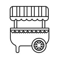 icono de estilo de línea de carrito de quiosco justo vector