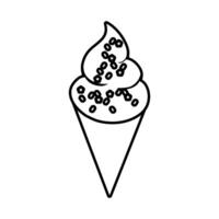 cono de helado con icono de estilo de línea de fresas vector