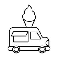 icono de estilo de línea de coche de feria de helados vector