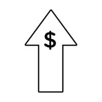 arrow up with dollar money symbol line style icon vector