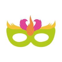 carnival mask with feathers flat style vector
