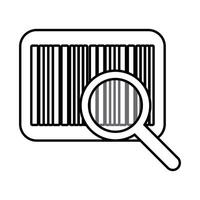 bar code with magnifying glass line style icon vector