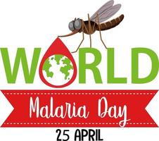 World Malaria Day logo or banner with mosquito vector