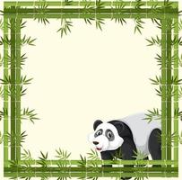 Banner vacío con marco de bambú y personaje de dibujos animados de panda vector