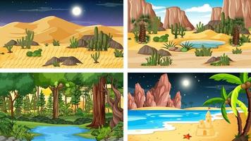 Four different nature horizontal scenes vector