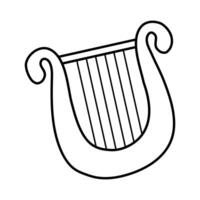 lyre string instrument line style vector